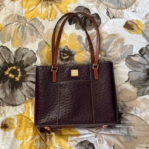 Dooney & Bourke Plum Tote with Brown Handles